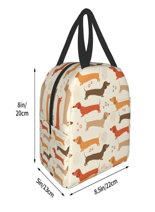 Evlaschin Dachshund Lunch Bags for Kids Cute Weiner Dog Puppy Print Insulated Reusable Lunch Box Thermal Cooler Lunch Tote Handbag for Girls Boys School Women Men Office Travel - Image 2